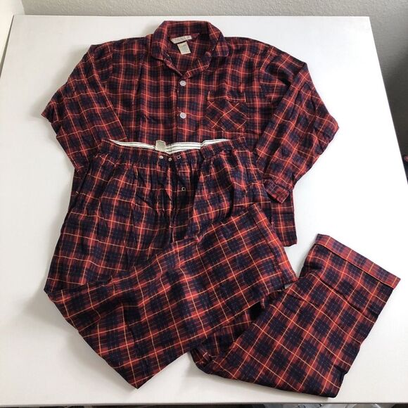 Northwest Territory Flannel Pajama Mens XL‎ Red Plaid Snap Button 2pc Lounge XL - Picture 1 of 12